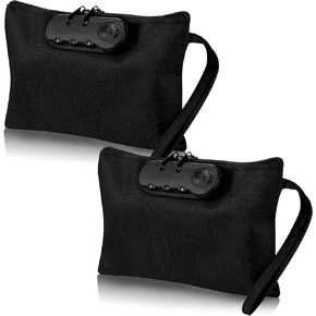2 Pcs Locking Money Bag Document Bag with Lock Pouch Black Locking Bags Locking Cash Bag with Combination Locking Document Bag Wallet with Zipper for Cash Bracelet Phone and Credit Cards