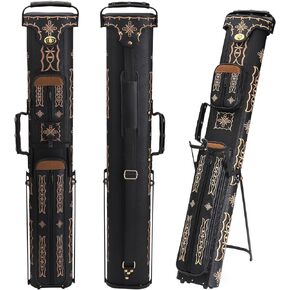 Oztwel 2x4 Pool Cue Case, Hard Pool Cue Case, Billiard Cue Case with Stand, Billiard Stick Carrying Cue Case Holds 2 Cue Butts and 4 Cue Shafts