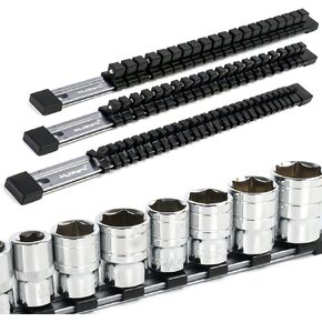 MulWark Aluminium Socket Organizer 3 Pcs 1/2-Inch, 3/8-Inch & 1/4-Inch Drive Socket Holder with Easy Storage in three attractive colors