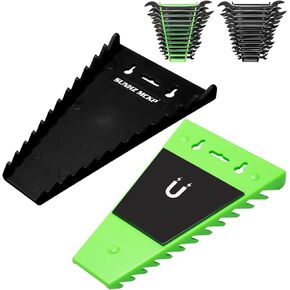 SUNHZMCKP 2 Pack Magnetic Wrench Organizer, Wrench Rack Tool Trays for Toolboxes, Wrench Holder up to 24 wrenches SAE (1/4" - 1/16") and Metric (6 mm - 24 mm)