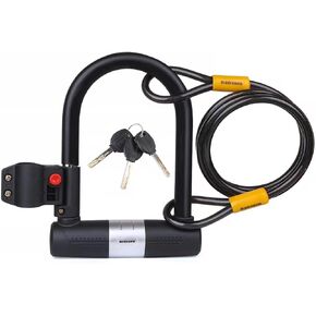 قفل الدراجة على شكل حرف U من BIGLUFU مع كابل، أقفال U للدراجة شديدة التحمل، وقيد 16 مم وكابل 10 مم × 1.8 متر مع دعامة تثبيت للدراجات الجبلية والدراجة الكهربائية والدراجة القابلة للطي والدراجة النارية in Kuwait