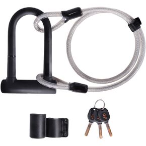 قفل على شكل حرف U مع كابل قوي للدراجة شديدة التحمل على شكل حرف U مقاس 18 مم على شكل حرف U، أقفال آمنة مع دعامة تثبيت قوية لدراجة الطريق والدراجة الجبلية والدراجة الكهربائية والدراجة القابلة للطي in Kuwait