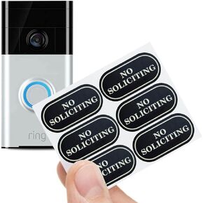 Small No Soliciting Sign for House,6 Pcs No Soliciting Sign,Weatherproof with Glow in the Dark Stickers,Tiny Size Perfect for Video Doorbell,No Solicitation Sticker for Front Door,Wall,Window