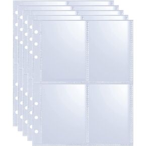 40 Pack 320 Pockets 6 Ring A5 Binder Sleeves,2.5x3.5" Photocard Sleeves,Double-Sided 4 Pocket Page Protector,Ultra-Clear Trading Card Sleeve Sheets