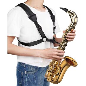Saxophone Harness Sax Strap No Stress on Neck Soft Shoulder Padded for Alto Tenor Baritone Clarinet,Large Size