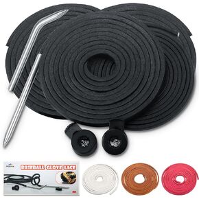 8 Pcs Baseball and Softball Glove Lace Kit, 4 Pcs Leather Laces|2 Glove Locks|2 Glove Lacing Needle