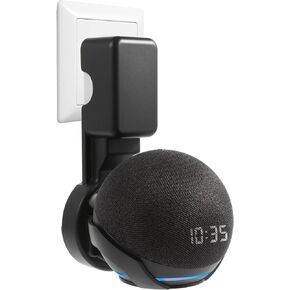 Wall Mount Holder for Dot 4th/5th Generation, Outlet Hanger for Dot 4th/5th Gen, Smart Speaker Stand, Space-Saving Accessories, Built-in Cable Management Shelf, Black…