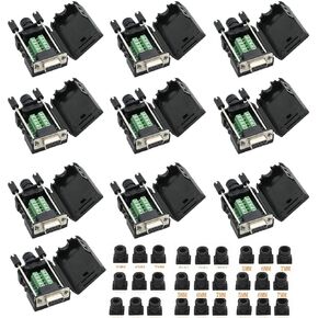 DB9 Breakout Connector to Wiring Terminal RS232 D-SUB Female Serial Port Breakout Board Solder-Free Module with case (10 PCS Female Adapter)