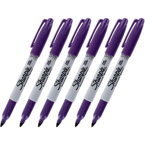 Sharpie Permanent Marker, Fine Point, Purple, Pack of 6