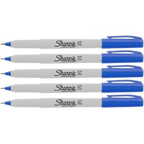 Sharpie Permanent Markers, Ultra Fine Point, 5-Count (BLUE)