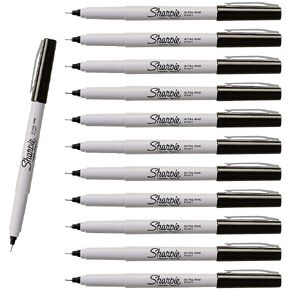 SHARPIE Permanent Markers, Ultra Fine Point, Black, 12 Count - 1 Pack