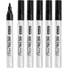 ZEYAR Permanent Markers, Bullet Tip, Aluminum Barrel, Waterproof and Smear-Proof, Quick Drying ink- Great on Plastic,Wood,Stone,Metal and Glass for Doodling and Marking (6 Black Color)