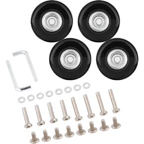 OCGIG 45mm x 18mm Set of 4 Luggage Suitcase Replacement Wheels Rubber Swivel Caster Wheels Axles Repair Kit