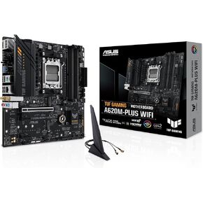 ASUS TUF Gaming A620M-PLUS(WiFi) AMD AM5 (Ryzen 7000) microATX Gaming Motherboard(DDR5,PCIe 4.0,2xM.2 Slots,2.5Gb LAN,Wi-Fi6,2xDisplayPort,HDMI,Front USB 3.2 Gen 1 Type-C,BIOS Flashback,M.2 Q-Latch)