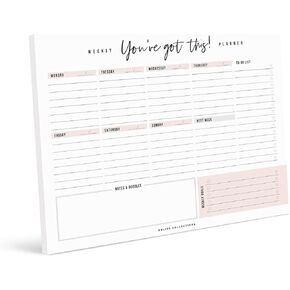 Bliss Collections Weekly Planner, You've Got This, Undated Tear-Off Sheets Notepad Includes Calendar, Organizer, Scheduler for Goals, Tasks, Ideas, Notes and To Do Lists, 8.5"x11" (50 Sheets)