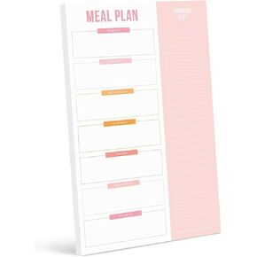 Bliss Collections Weekly Meal Planner, Pink, Magnetic Family Meal Calendar and Notepad for your Fridge for Meal Prep, Grocery Lists, Notes, Tasks, To-Do List and Organization, 6"x9" (50 Sheets)
