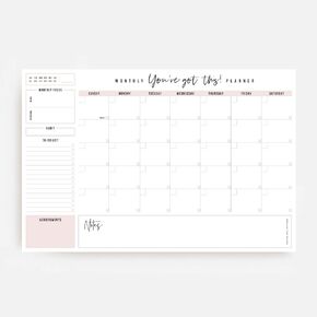 Bliss Collections Monthly Planner, You've Got This", Undated Desk Calendar and Planner for Organizing and Scheduling Tasks, Productivity Tracker, Goals, Notes and To-Do Lists, 12"x18" (18 Sheets)