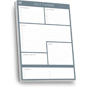 Daily Planner Desk Pad Notepad by Clear Mind Concepts® - Thick Tear-Off Paper, To-Do List, Top Priorities, Notes - Boost Your Productivity & Organisation - 8.3"x11.3" (100 Sheets)