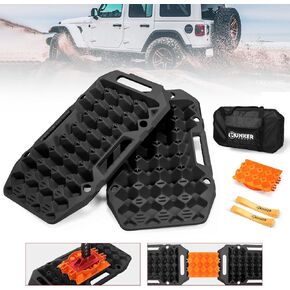 BUNKER INDUST Offroad Traction Boards with Jack Base,Pair Multifunctional Recovery Tracks Tire Traction Mat Snow Mud Sand Ramp-Black 4X4 ATV UTV Car Traction Pads with Carry Bag