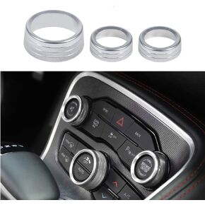 Keptrim AC Knobs Air Conditioner Switch Button for 2015-2021 Dodge Challenger Charger Chrysler 300 300s, for 2013-2018 Ram, Red Aluminum, 3pcs