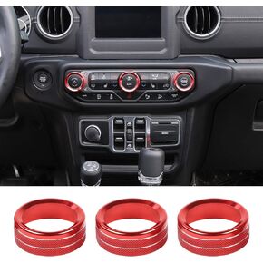 JeCar Air Conditioner Switch Knob Cover Aluminum Alloy Trim Cover Compatible with Jeep Wrangler 2018-2023 JL JLU & 2020-2023 Gladiator JT with Specific Dial Panel, Blue