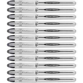 Uni-Ball Vision Elite Stick Roller Ball Pens .08mm, Black Ink, 12 Pens