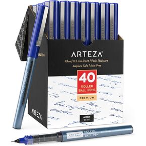 ARTEZA Rollerball Pens Fine Point, Set of 24 Colored Pens with Liquid Ink, Extra Fine 0.5 mm Needle Tip Pen