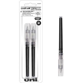 Uniball Vision Elite Rollerball Pens, Black Pen Refill Pack of 2, Bold Pens with 0.8mm Ink, Ink Black Pen, Pens Fine Point Smooth Writing Pens, Bulk Pens, and Office Supplies