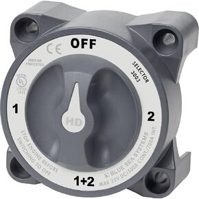 Blue Sea Systems 3003 Heavy Duty Battery Switch with Alternator Field Disconnect, 1-2-Off-Both, Beige