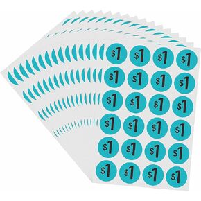 Hybsk 600 Count 1 Dollar Price Labels 3/4 inch Retail Sale Clearance Pricing Garage Sale Stickers -25 Sheets