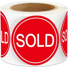 2 Inch Sold Stickers Fluorescent Red Sold Labels - Sold Point of Sale Pricing Inventory Control Labels for Retail Store Shop Tag Yard Sale 500 Pcs