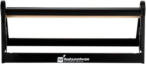 Restaurantware RW Base 20.2 x 6.7 x 8 بوصة قطاعة لفافة التغليف 1 حامل ورق جزار قابل للتركيب على الحائط - أقدام مطاطية ذات شفرة مسننة حامل قاطع ورق من الفولاذ الأسود متعدد الاستخدامات لورق الجزار مقاس 18 بوصة in Kuwait
