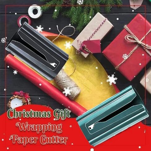 قاطعة ورق التغليف، قاطعة لف الهدايا، قاطعة لفافة الورق، أداة قطع لفافة ورق منزلق محمولة سهلة القطع لفات ورق التغليف هدية عيد الميلاد (عبوتان مع صندوق هدايا) in Kuwait