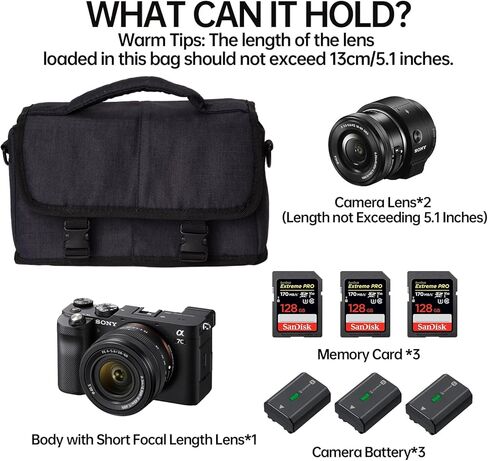 World-in-one Camera Bag, Compact Camera Shoulder Crossbody Bag Case Compatible for Samsung, Sony, Canon, Pentax, Olympus Panasonic, Nikon & Many More in Kuwait