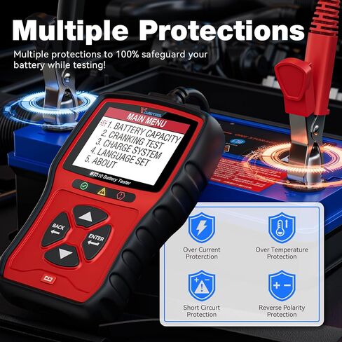 جهاز اختبار بطارية السيارة VDIAGTOOL BT310 12 فولت 24 فولت، جهاز اختبار الحمل 100-2000 CCA، جهاز اختبار نظام تدوير الشحن، محلل بطارية السيارة الرقمي، جهاز اختبار مولد السيارات للسيارة والشاحنات والدراجات النارية وسيارات الدفع الرباعي ATV in Kuwait