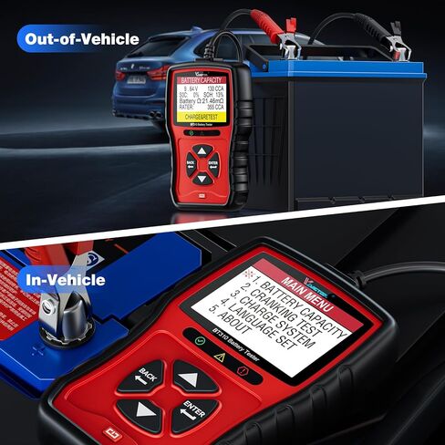 جهاز اختبار بطارية السيارة VDIAGTOOL BT310 12 فولت 24 فولت، جهاز اختبار الحمل 100-2000 CCA، جهاز اختبار نظام تدوير الشحن، محلل بطارية السيارة الرقمي، جهاز اختبار مولد السيارات للسيارة والشاحنات والدراجات النارية وسيارات الدفع الرباعي ATV in Kuwait