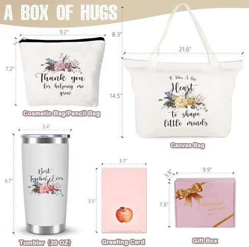 Teacher Appreciation Gift, Teacher Gifts for Women, Thank You Gifts for Teacher, End of Year Teacher Gift, Teacher Gift with 20oz Teacher Tumbler, Teacher Tote Bag, Cosmetic Bag in Saudi Arabia