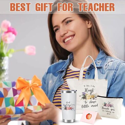 Teacher Appreciation Gift, Teacher Gifts for Women, Thank You Gifts for Teacher, End of Year Teacher Gift, Teacher Gift with 20oz Teacher Tumbler, Teacher Tote Bag, Cosmetic Bag in Saudi Arabia
