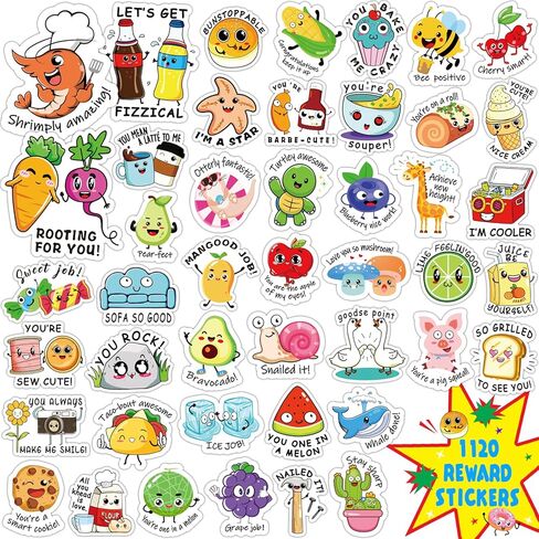 1120 Pcs Punny Reward Stickers for Kids Punny Labels Fun Teacher Stickers for Classroom Students Motivational Stickers Inspiration Positive Accents Cute Encouraging Incentive Stickers for School Chart in Saudi Arabia