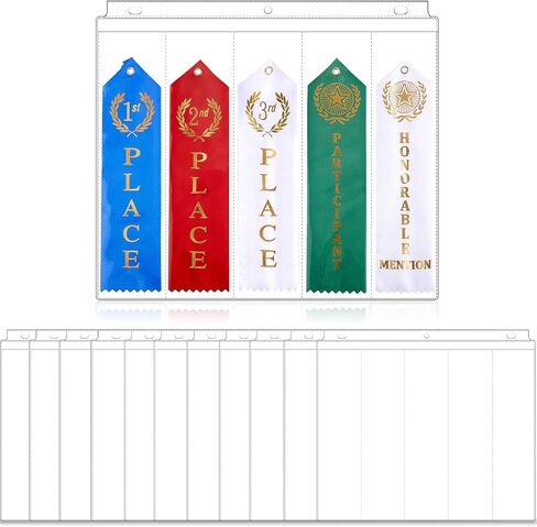 Award Ribbon Organizer Swim Ribbon Holder Ribbon Display Swimming Gymnastics Case Clear Pages Sheets Ribbon Organizer for 3 Ring Binder Storage (50 Pieces) in Saudi Arabia