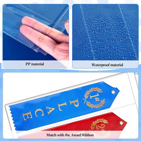 Award Ribbon Organizer Swim Ribbon Holder Ribbon Display Swimming Gymnastics Case Clear Pages Sheets Ribbon Organizer for 3 Ring Binder Storage (50 Pieces) in Saudi Arabia