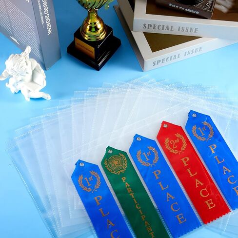 Award Ribbon Organizer Swim Ribbon Holder Ribbon Display Swimming Gymnastics Case Clear Pages Sheets Ribbon Organizer for 3 Ring Binder Storage (50 Pieces) in Saudi Arabia