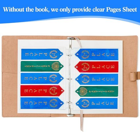 Award Ribbon Organizer Swim Ribbon Holder Ribbon Display Swimming Gymnastics Case Clear Pages Sheets Ribbon Organizer for 3 Ring Binder Storage (50 Pieces) in Saudi Arabia