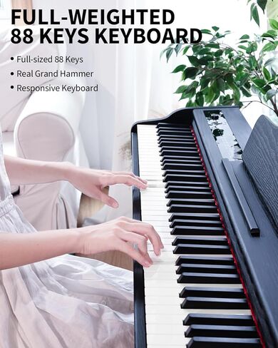 88 Key Full Size Weighted Hammer Action Digital Piano Keyboard,Keyboard Piano with Furniture Stand,3-Pedal Unit,USB MIDI Piano Keyboard for Beginner Kids/Adults Professional at Home/Stage in Kuwait