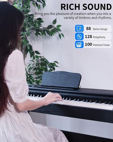 88 Key Full Size Weighted Hammer Action Digital Piano Keyboard,Keyboard Piano with Furniture Stand,3-Pedal Unit,USB MIDI Piano Keyboard for Beginner Kids/Adults Professional at Home/Stage in Kuwait