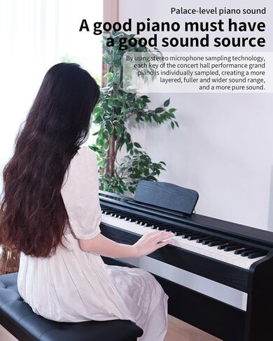 88 Key Full Size Weighted Hammer Action Digital Piano Keyboard,Keyboard Piano with Furniture Stand,3-Pedal Unit,USB MIDI Piano Keyboard for Beginner Kids/Adults Professional at Home/Stage in Kuwait