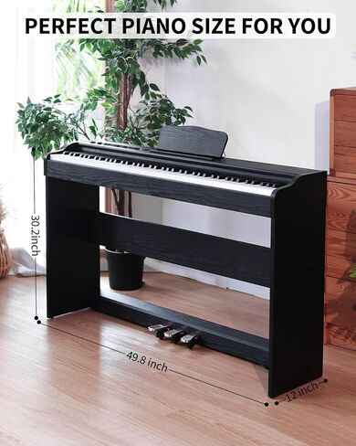 88 Key Full Size Weighted Hammer Action Digital Piano Keyboard,Keyboard Piano with Furniture Stand,3-Pedal Unit,USB MIDI Piano Keyboard for Beginner Kids/Adults Professional at Home/Stage in Kuwait