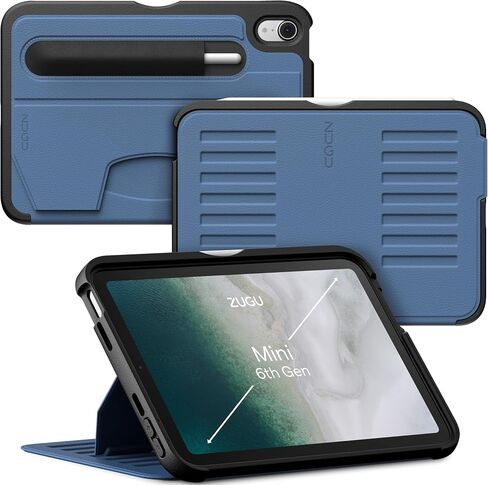 حافظة Zugu لجهاز iPad Mini 6 لعام 2021 - حافظة واقية نحيفة - جيب قلم Apple - حماية من السقوط بطول 5 أقدام - حامل مغناطيسي آمن 7 زوايا - غطاء للنوم/الاستيقاظ (يناسب الطراز # A2567، A2568، A2569) in Saudi Arabia