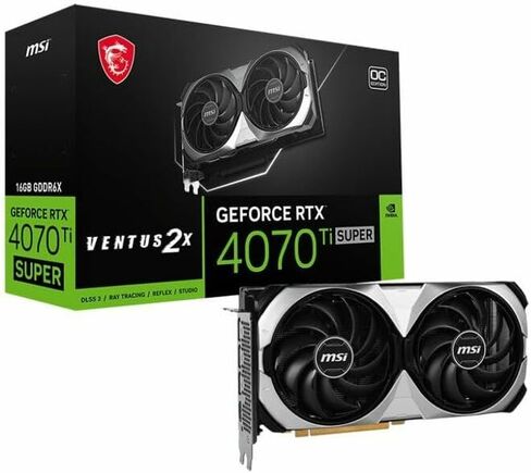 بطاقة رسومات MSI Gaming RTX 4070 Ti Super 16G Ventus 2X White OC (NVIDIA RTX 4070 Ti Super، 256 بت، ساعة التعزيز: 2655 ميجاهرتز، 16 جيجابايت GDRR6X 21 جيجابت في الثانية، HDMI/DP، بنية Ada Lovelace) in Saudi Arabia