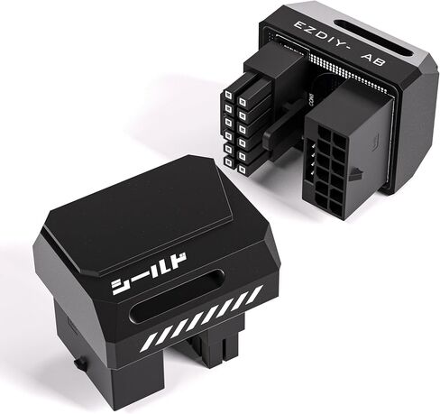 EZDIY-FAB PCIe 5.1 Adapter - 600W 12+4pin, 16pin 12VHPWR GPU Power Connector, 12V-2x6 GPU Adapter,180 Degree Right Angle - Compatible with RTX 3090Ti, 4070Ti, 4080, 4090 GPU - RVS Type, Black, 1 Pack in Saudi Arabia